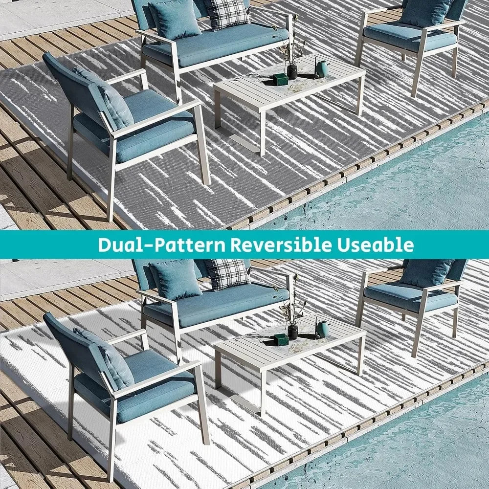 Outdoor Patio Rug for RV Camping and Deck Waterproof Reversible