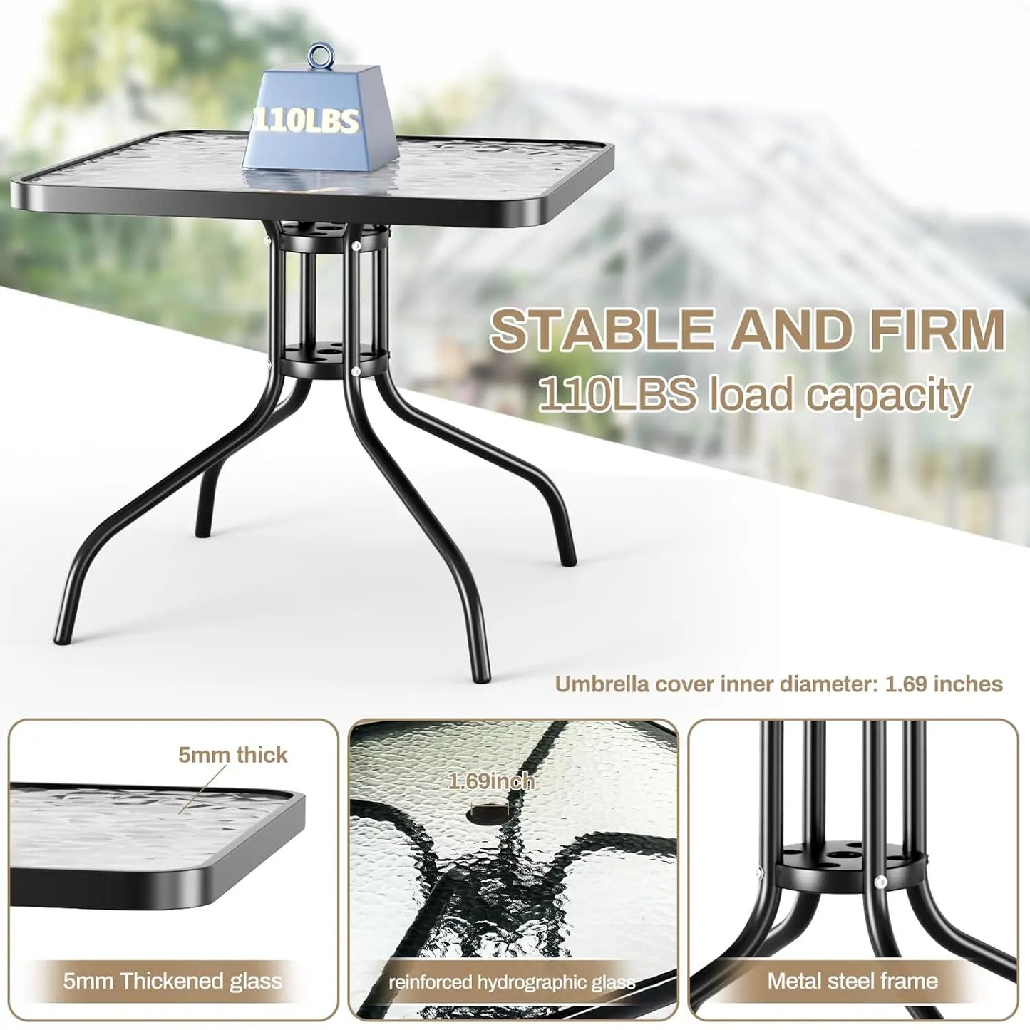 Patio Dining Set With Table And Four Textilene Chairs