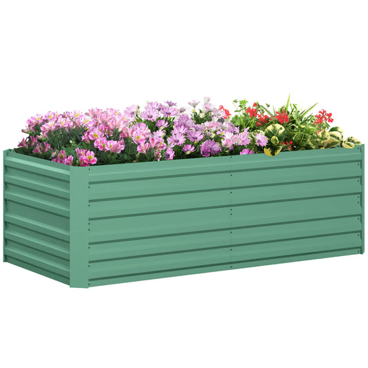Outsunny Galvanized Raised Garden Bed Kit With Reinforcing Bars Vegetables