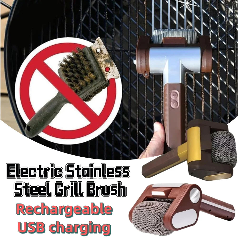 Alloet Wireless Electric Grill Cleaner With Replaceable Brush Heads