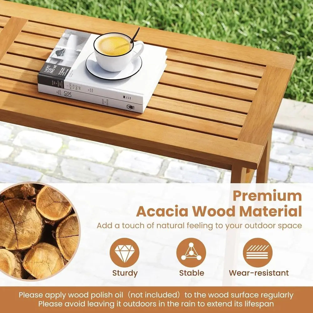 HAPPYGRILL Outdoor Acacia Wood Dining Bench For Patio And Garden