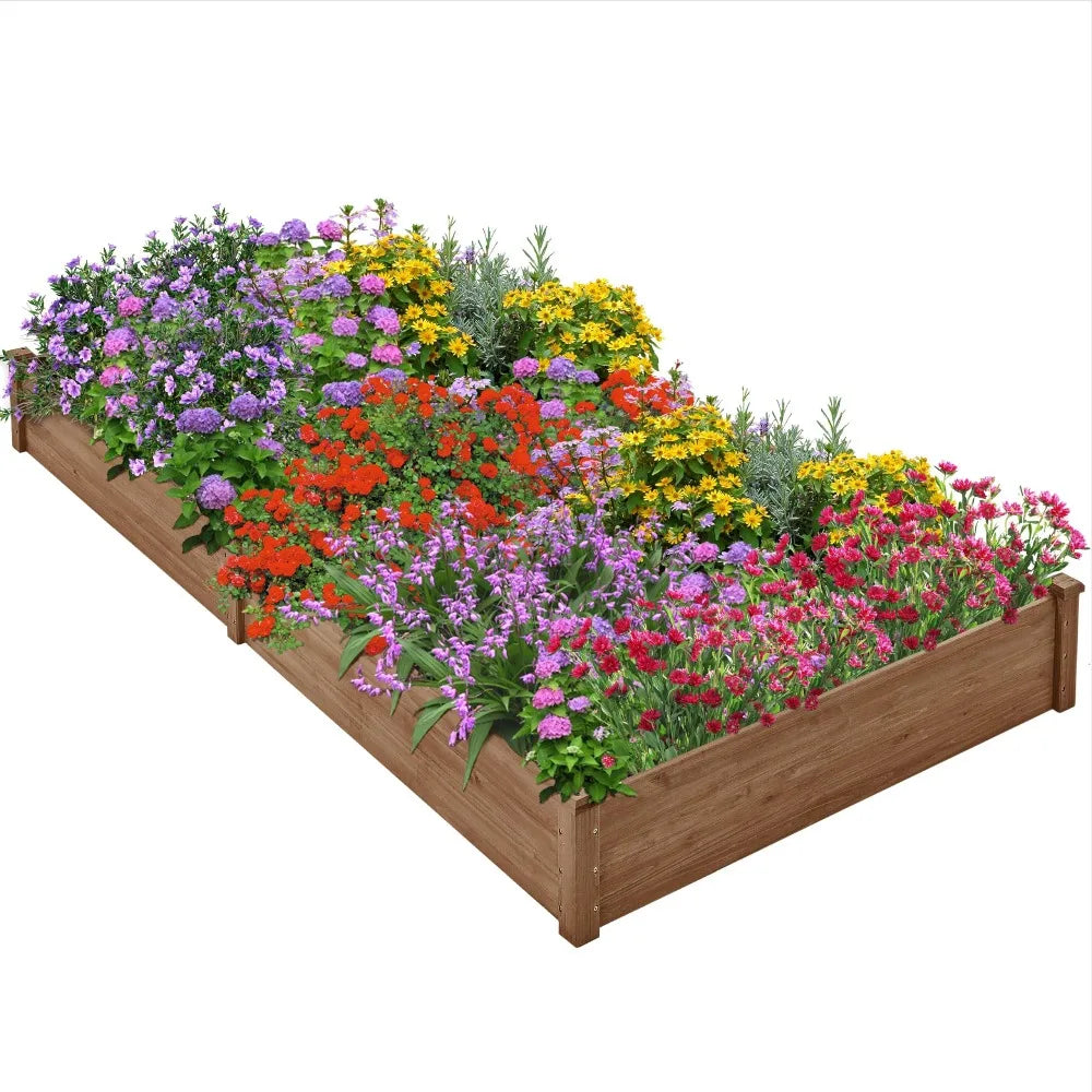 Wooden Raised Garden Bed Divisible Planter For Flowers Veggies