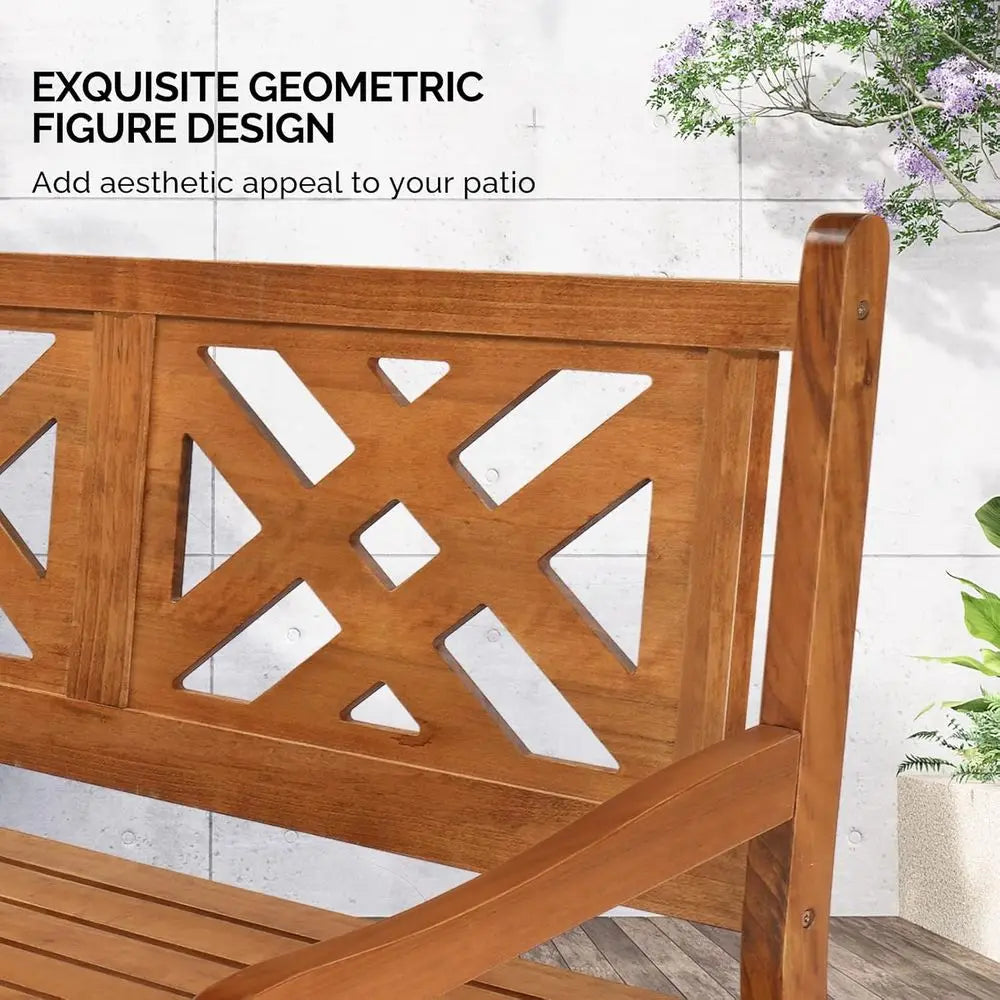 Outdoor Wood Bench Weather Resistant Garden Patio With Backrest