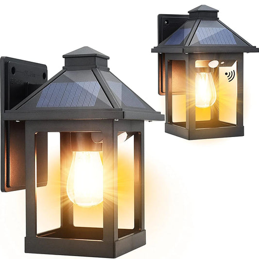 Solar Powered Wall Lanterns With Dusk To Dawn Motion Sensor