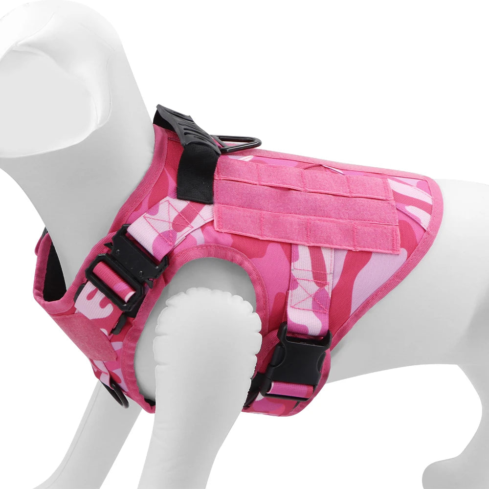 PETRAVEL Military Camouflage Nylon Dog Harness Leash Adjustable