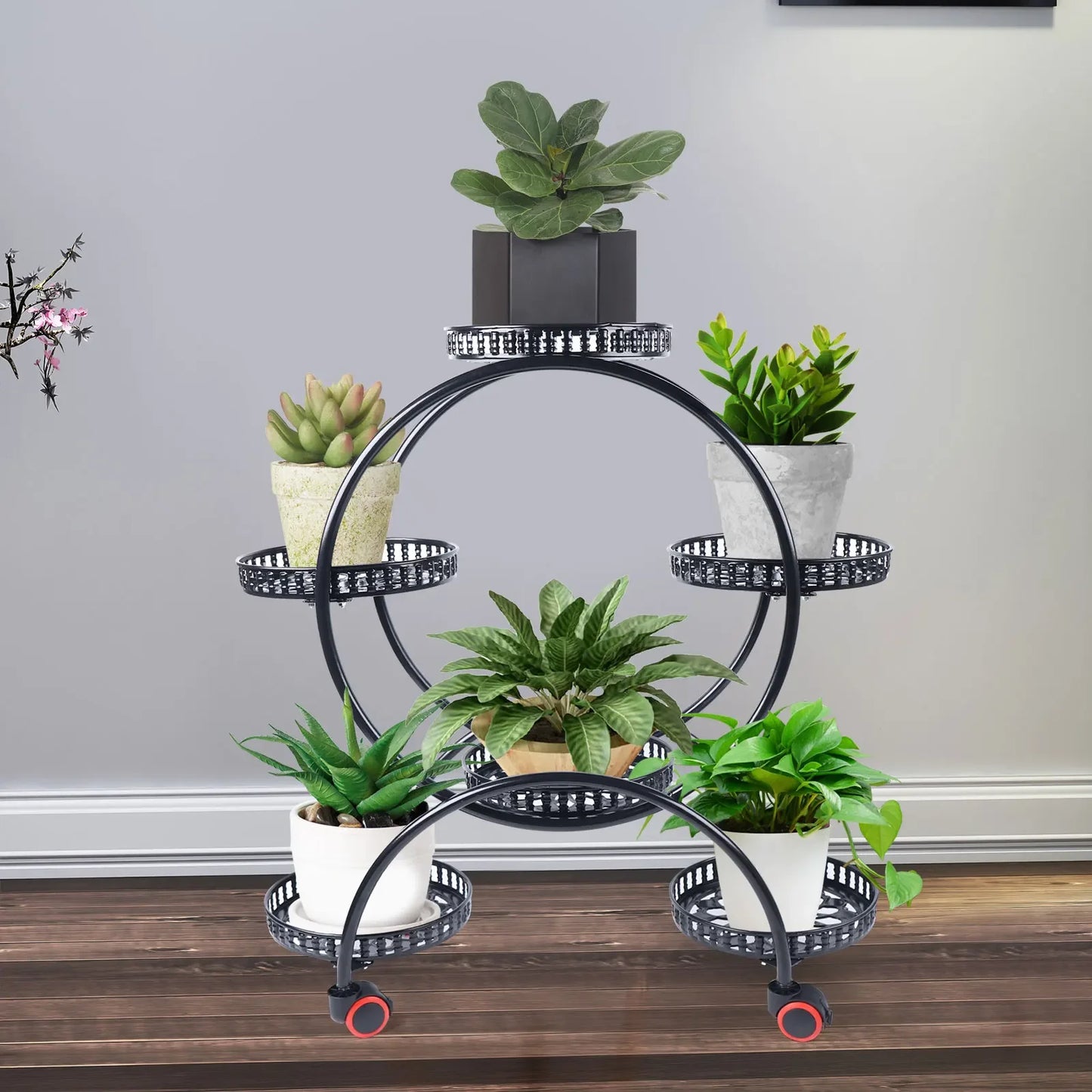 Metal Plant Stand With Six Pots Patio And Living Room