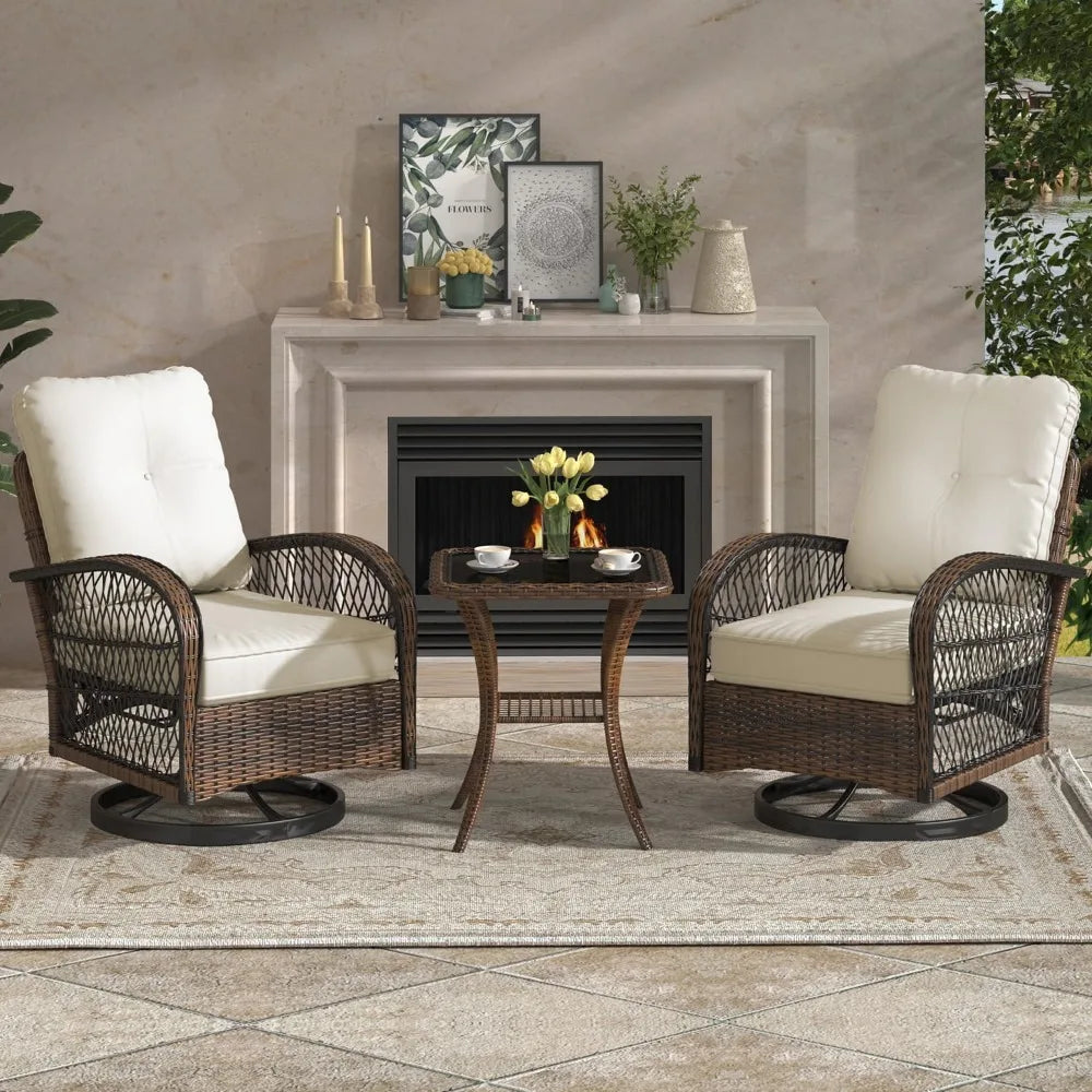 Patio Furniture Set With Swivel Rocker Chairs And Cushions
