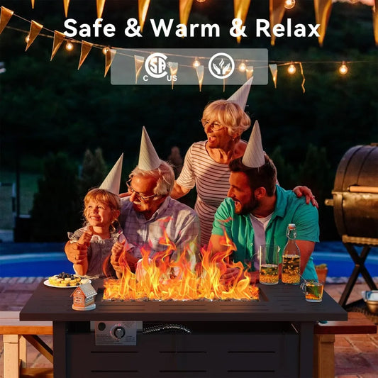 Aoxun Propane Fire Pit Table Outdoor 50000 BTU Weatherproof