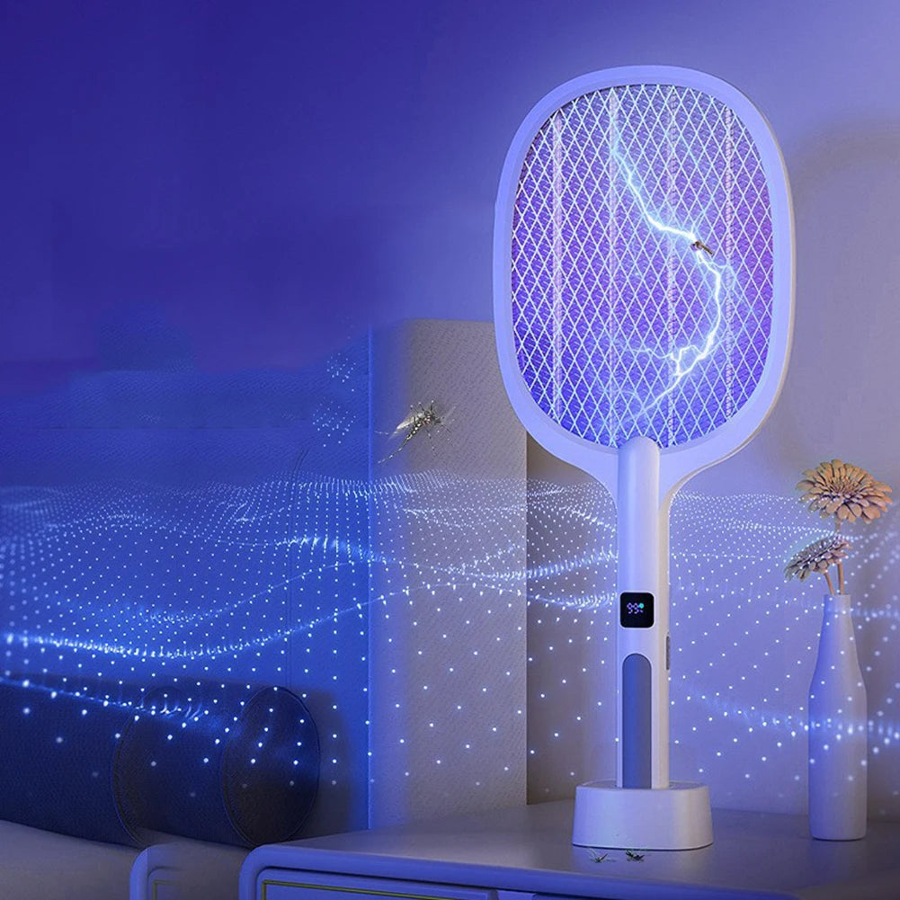 Rechargeable Electric Fly Swatter Mosquito Zapper Racket Lamp