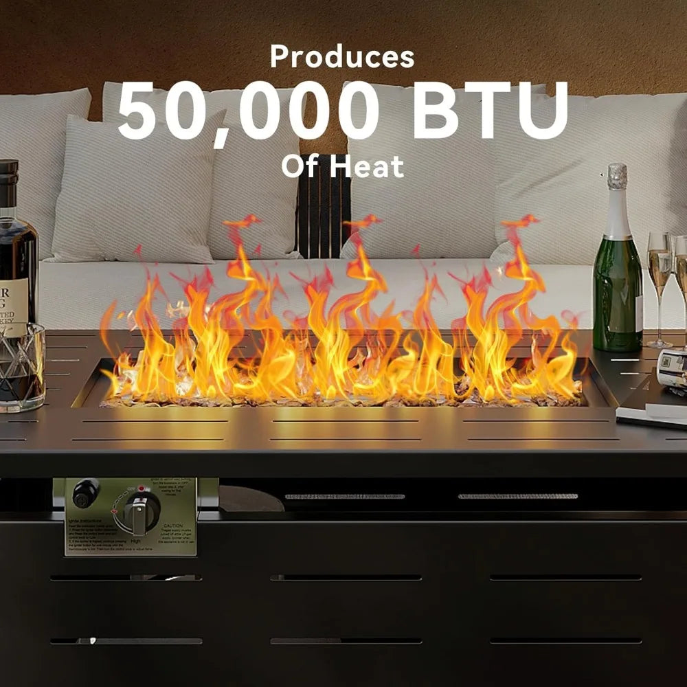 Aoxun Propane Fire Pit Table Outdoor 50000 BTU Weatherproof