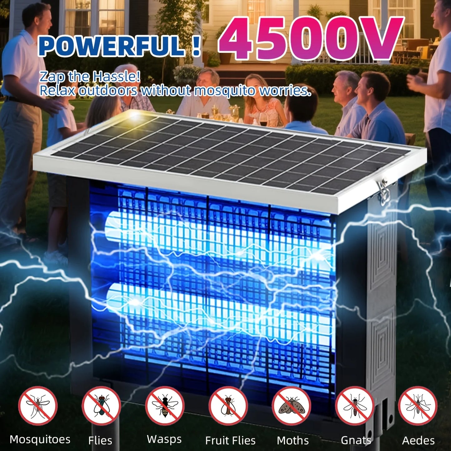 Solar Bug Zapper Outdoor Mosquito Killer Portable Rechargeable