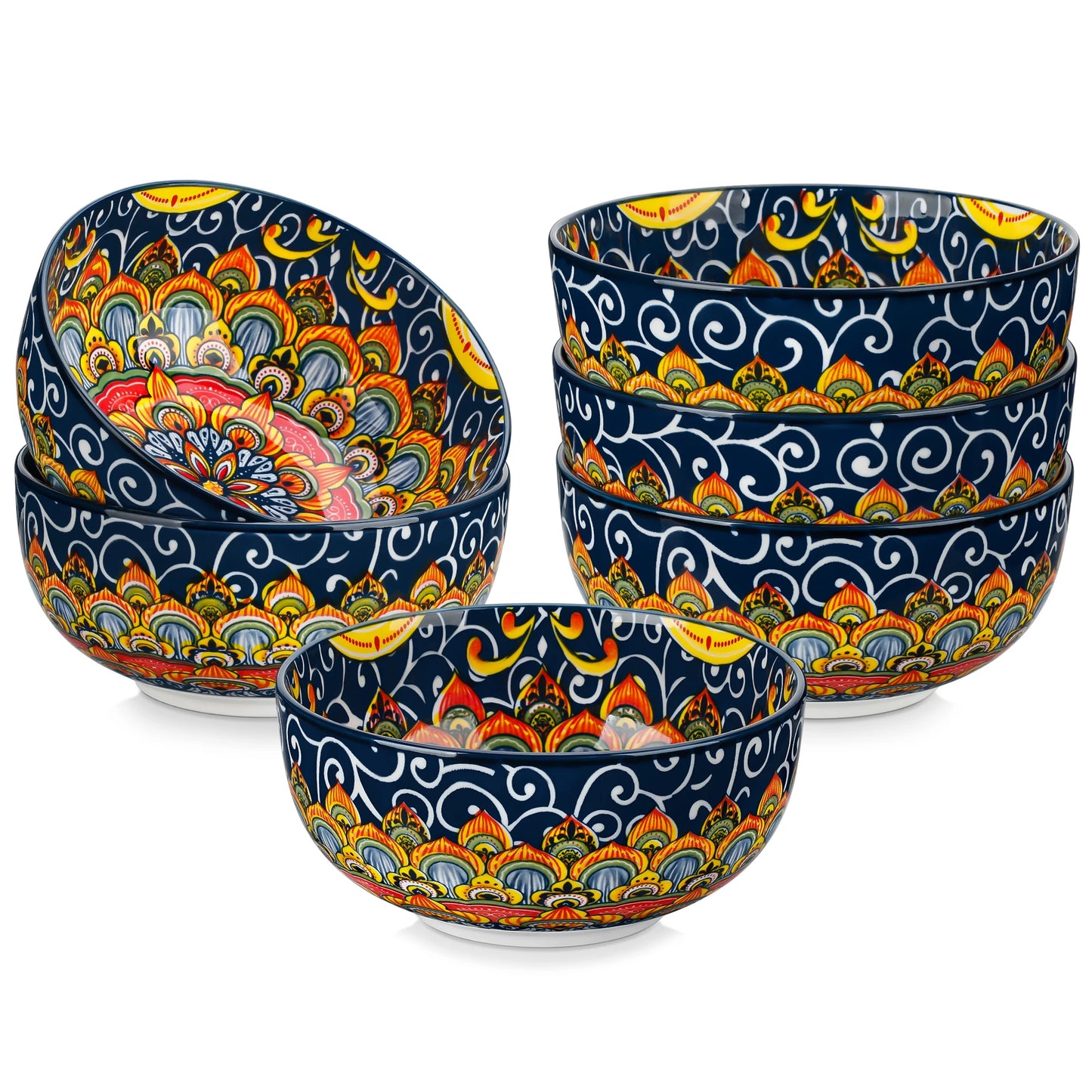 MALACASA Ceramic Cereal Bowls Set For Salad Pasta Oatmeal