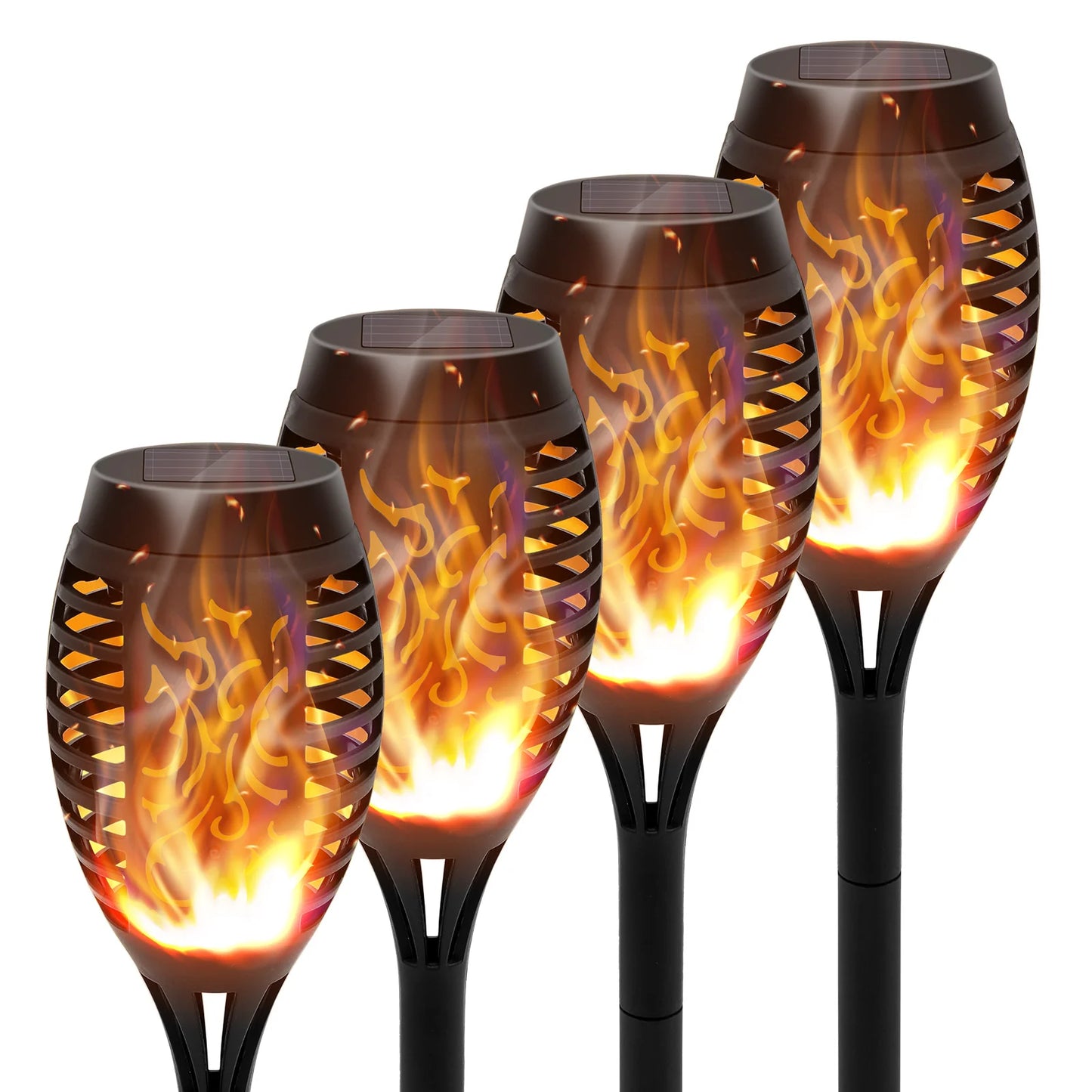 Solar Torch Lights With Flickering Flame Outdoor Waterproof Pathway Lights