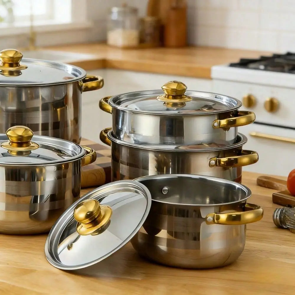 Stainless Steel Cookware Set 10 Pieces With Lids Durable Pots