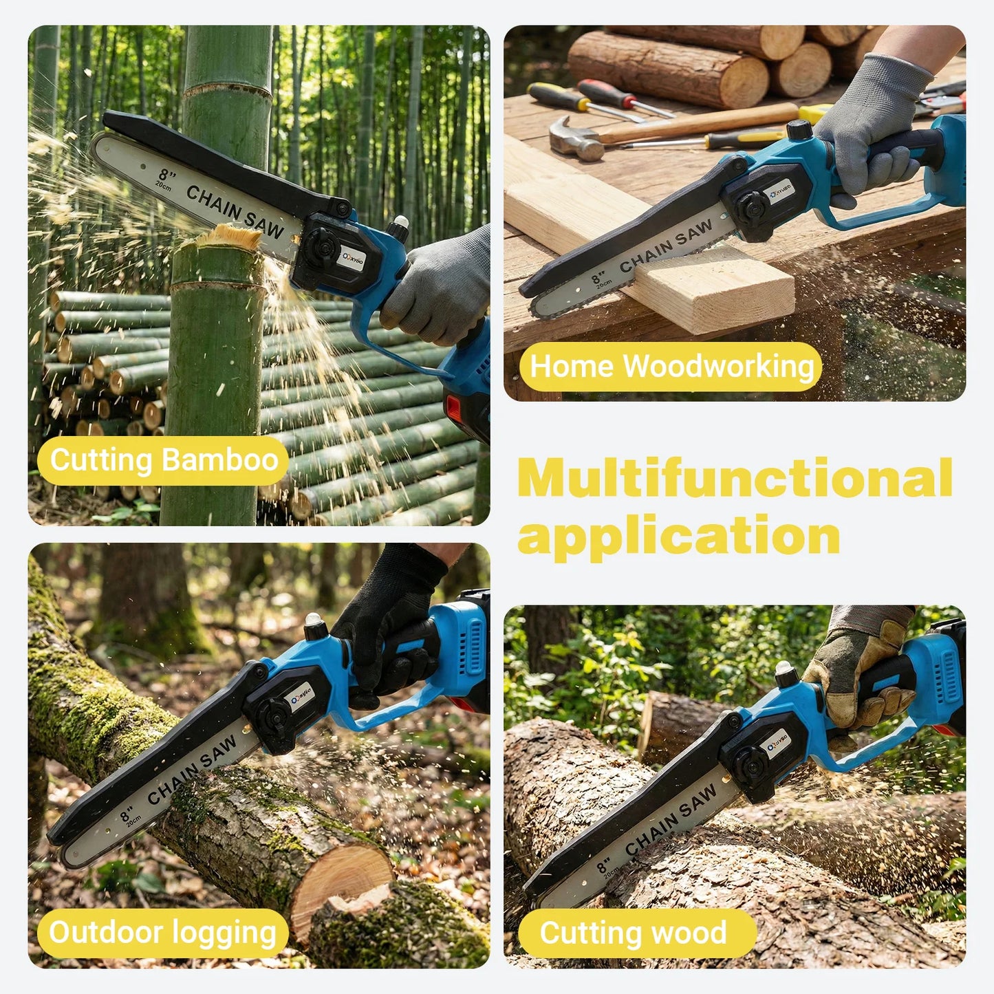 Two-In-One Cordless Pole Saw And Mini Chainsaw Tree Trimmer Extension Pole