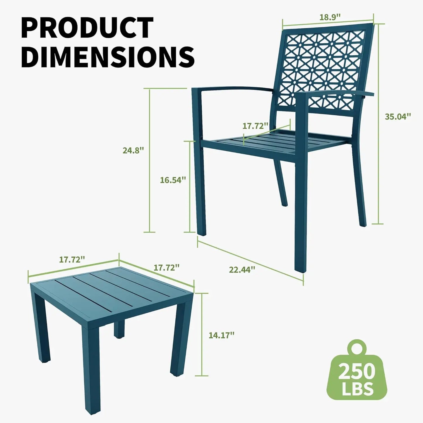 TWISTER.CK Patio Bistro Set Outdoor Iron Furniture