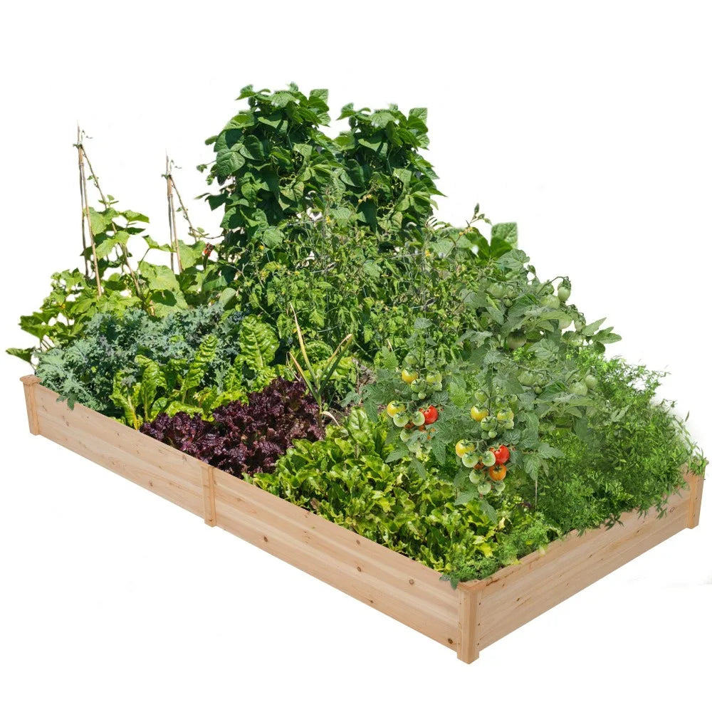 Wooden Raised Garden Bed Divisible Planter For Flowers Veggies
