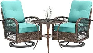 Patio Furniture Set With Swivel Rocker Chairs And Cushions