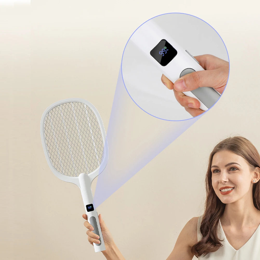 Rechargeable Electric Fly Swatter Mosquito Zapper Racket Lamp
