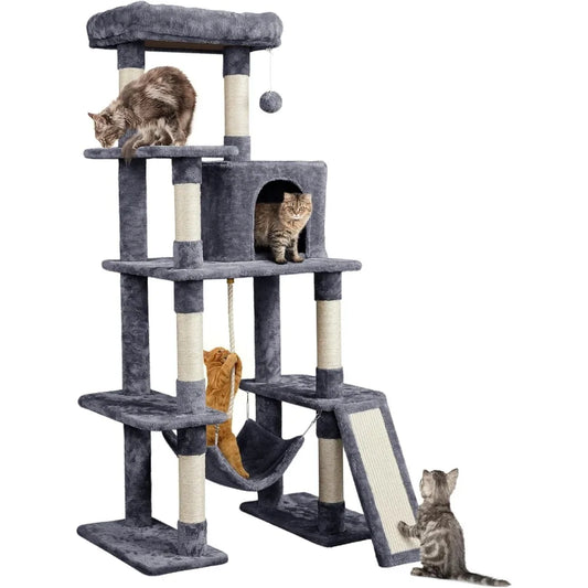 Multi Level Cat Tree With Sisal Posts And Hammocks