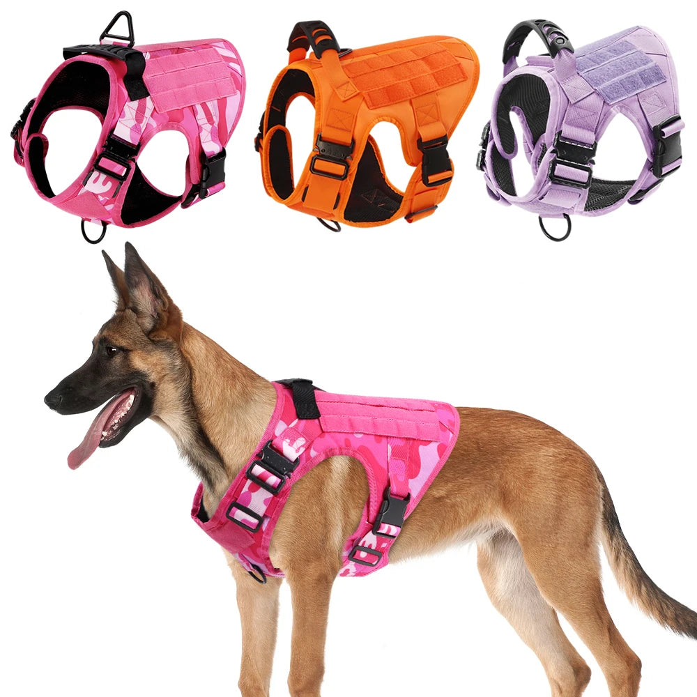 PETRAVEL Military Camouflage Nylon Dog Harness Leash Adjustable