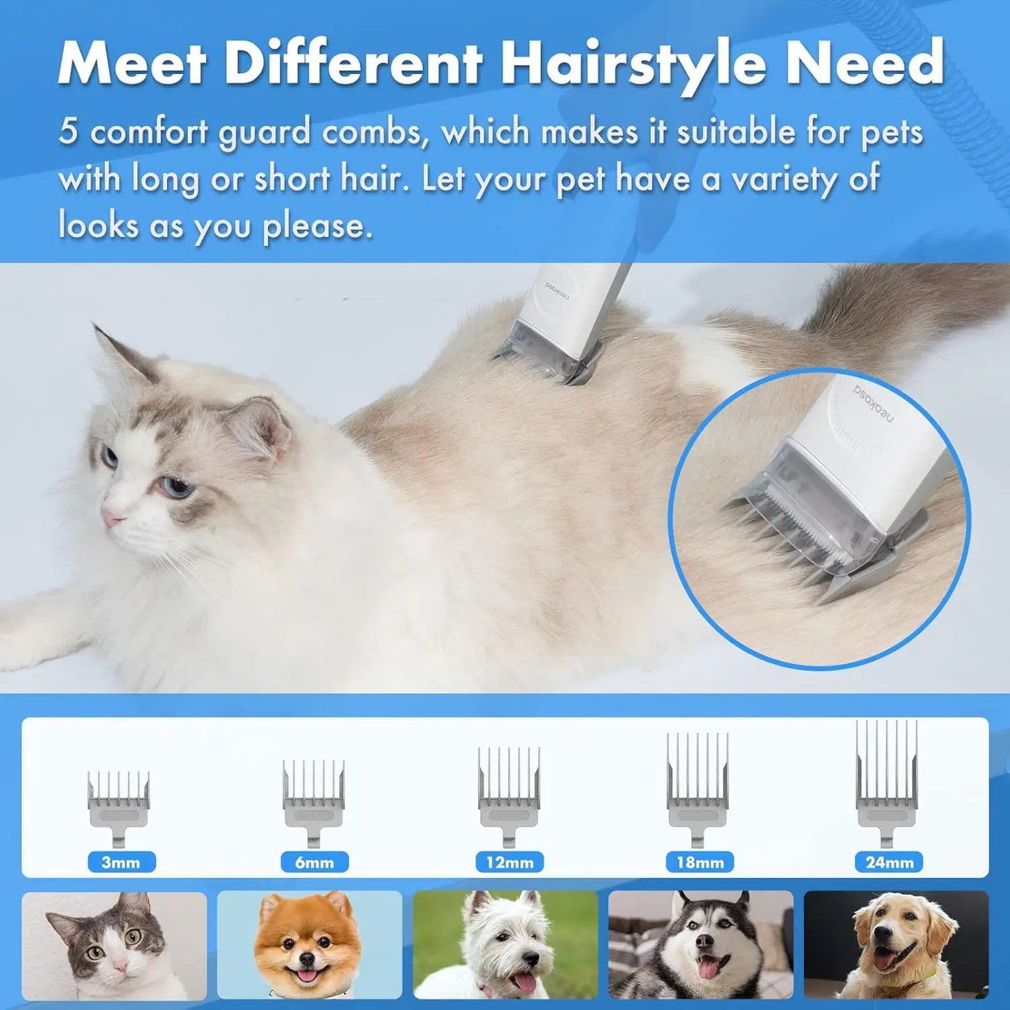 P2 Pro Dog Grooming Kit With Vacuum Suction 5 Tools