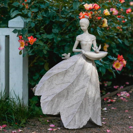 Fairy Garden Statue Bird Feeder And Bird Bath Outdoor Decor
