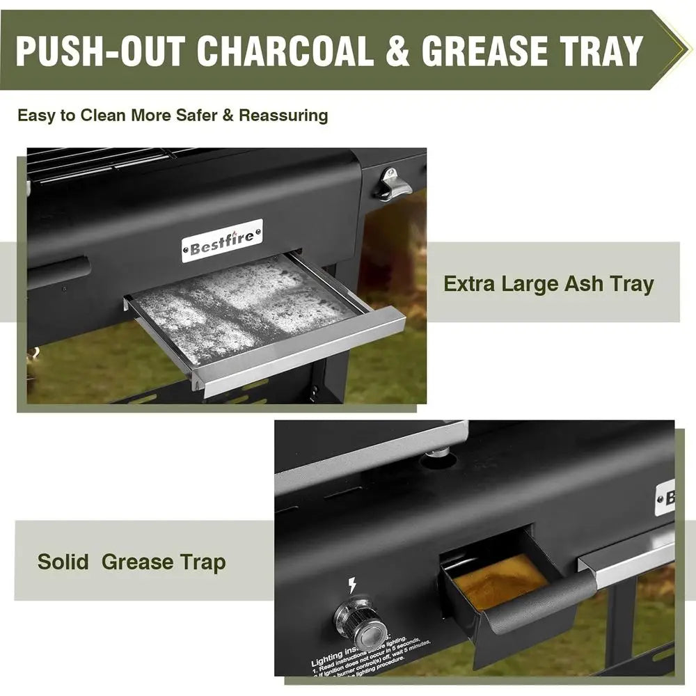 Dual Fuel Propane and Charcoal Grill With Dual Lids