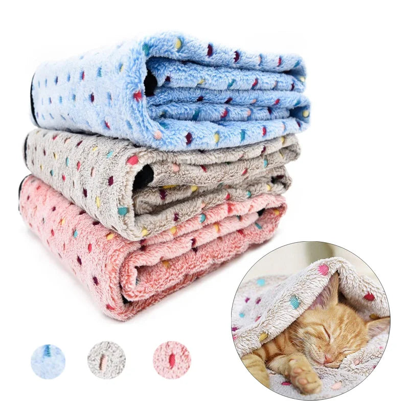 Soft Fluffy Pet Blanket Dot Pattern For Cats And Dogs