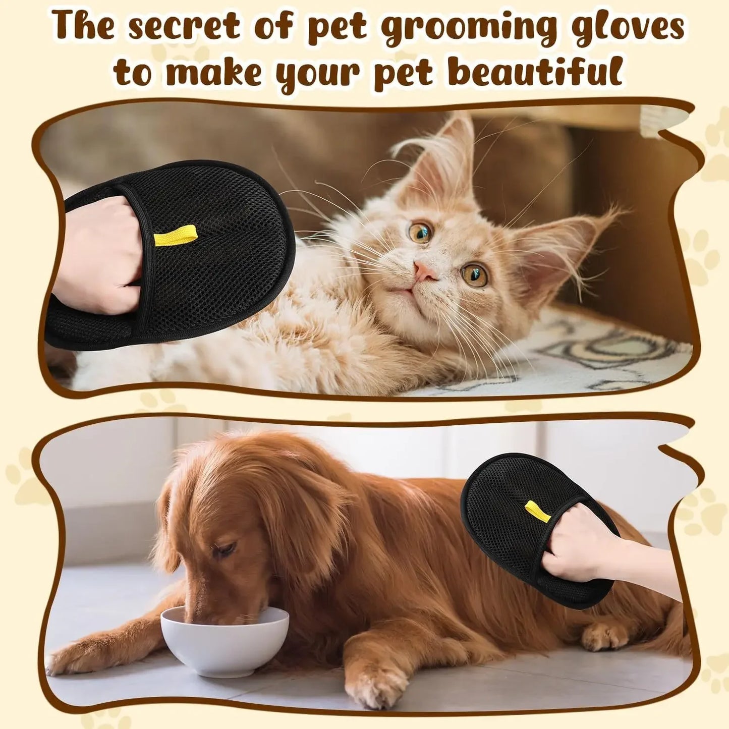 Pet Hair Remover Gloves Double Sided Fur Glove For Cats Dogs